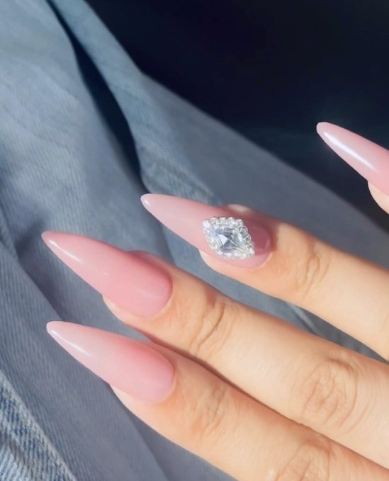 Pink Diamond press-on nails by Atrangi Tips