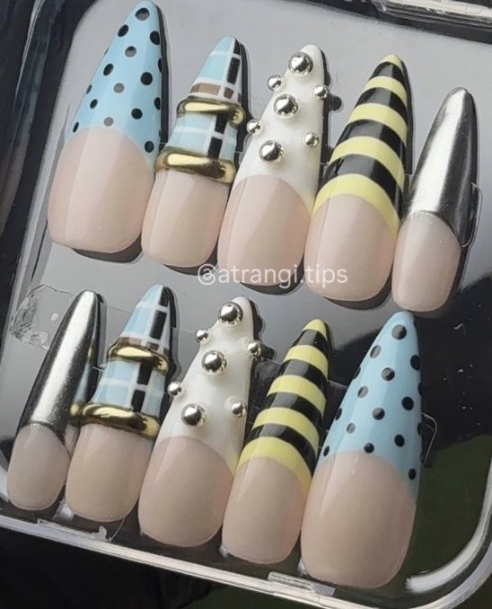 Bumblebee Studs press-on nails by Atrangi Tips