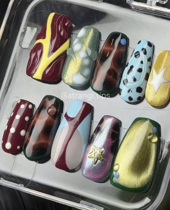 Cherry Chaos press-on nails by Atrangi Tips