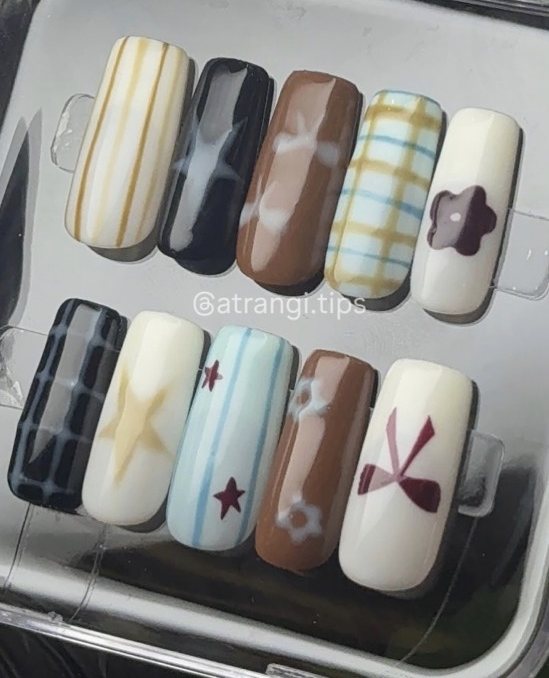 Plaid Picnic press-on nails by Atrangi Tips