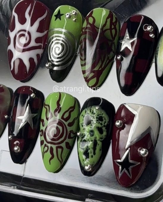 Sunburn press-on nails by Atrangi Tips